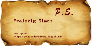 Preiszig Simon névjegykártya